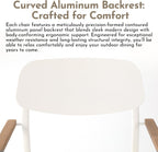 Modern Shade Luxury Outdoor Dining Chairs Set of 2, Fade Resistant, All-Aluminum Outdoor Chairs with FSC Teak Wood Armrests, Weather-Resistant Patio Chair with Quick Dry Cushion, White