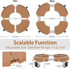 VANCASTLE Plant Caddy with Lockable Wheels Heavy Duty 450lbs Capacity, 15-22 Inch Adjustable Plant Stand with Wheels Rolling base, Plant Dolly for Flower Pot Mover Indoor Outdoor, Khaki, 1 Pack