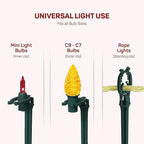Christmas Light Yard Stakes [Set of 50] Outdoor Light Stakes - 8.5" Tall - Universal Christmas Pathway Lights On Yards, Driveways - Christmas Yard Stakes - USA Made