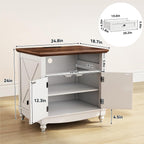Farmhouse End Table with Charging Station, 24inch White Nightstand with Door and Storage Cabinet, Bedside End Table with Adjustable Shelf, Wood Bedside Table, Night Stand for Living Room and Bedroom