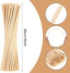 300Pcs Bamboo Skewers 16 Inch, 4 MM Thick For Smores，BBQ, Crafts, Plants | Semi-Pointed For Marshmallows, Fllower Bouquets, Plant Support, And Chocolate Fountains,Crafts