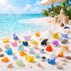 60 Pcs Mini Ocean Resin Animals Figures 60 Styles for Aquarium Decorations | Tiny Sea Animal to Hide Little Animals Figures for Fish Tank Ornaments Fairy Garden Miniature Landscape Dollhouse Accessories