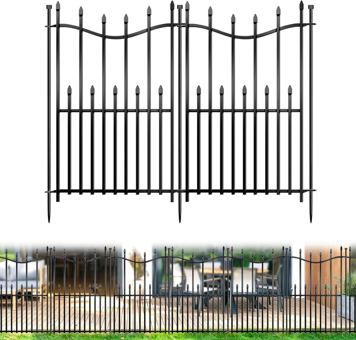 10 panels no dig decorative garden fence, 32in(h)×22ft(l), main product view