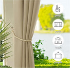 NICETOWN Patio Curtains Outdoor Waterproof 84 inch Long 2 Panels=110" Wide, Tab Top Thermal Insulated Water Resistant Outdoor Drapes Keep Privacy for Pergola/Arbor, Taupe