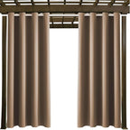 Outdoor Indoor Curtains W52 x L108 for Patio - Weather-resistant Window Panels Privacy Protect Grommet Top Thermal Insulated Home Curtain for Porch Pergola Garden (Camel Brown, 2 Panels)
