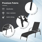 Giantex 2 Pack Patio Lounge Chair, Outdoor Chaise Lounge with 5 Adjustable Backrest, Sturdy Steel Frame, Sunbathing Recliner, Beach Chair, Tanning Chair for Outside, Yard, Balcony, Pool Chairs, Black