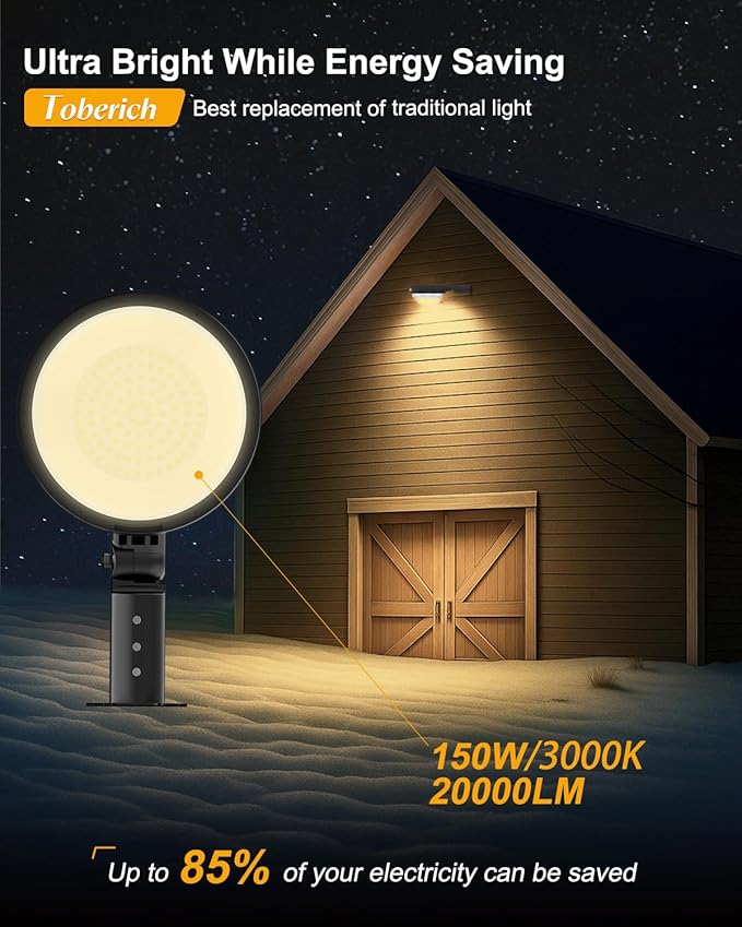 LED Barn Light, 150W 20000LM Yard Area Lights Dusk to Dawn Outdoor Lighting with Photocell 3000K Warm White Adjustable Angle IP66 Waterproof Street Lights for Security/Farmhouse/Garage