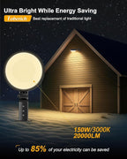 LED Barn Light, 150W 20000LM Yard Area Lights Dusk to Dawn Outdoor Lighting with Photocell 3000K Warm White Adjustable Angle IP66 Waterproof Street Lights for Security/Farmhouse/Garage