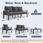 Aoxun Aluminum Patio Furniture Set 7 Seats, Oversized Outdoor Sectional with Washable Thick Cushions, Coffee Table and Waterproof Cover, Patio Conversation Sets for Porch, Balcony, Deck