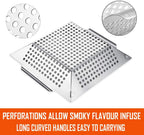 3 Pack Grill Baskets for Outdoor Grill, Heavy Duty Stainless Veggie Pan Set | Vegetable Grill Basket, Grilling Accessories for All Grills & Smokers, Space-Saving 1 Large, 2 Small, Grilling Gifts for Men