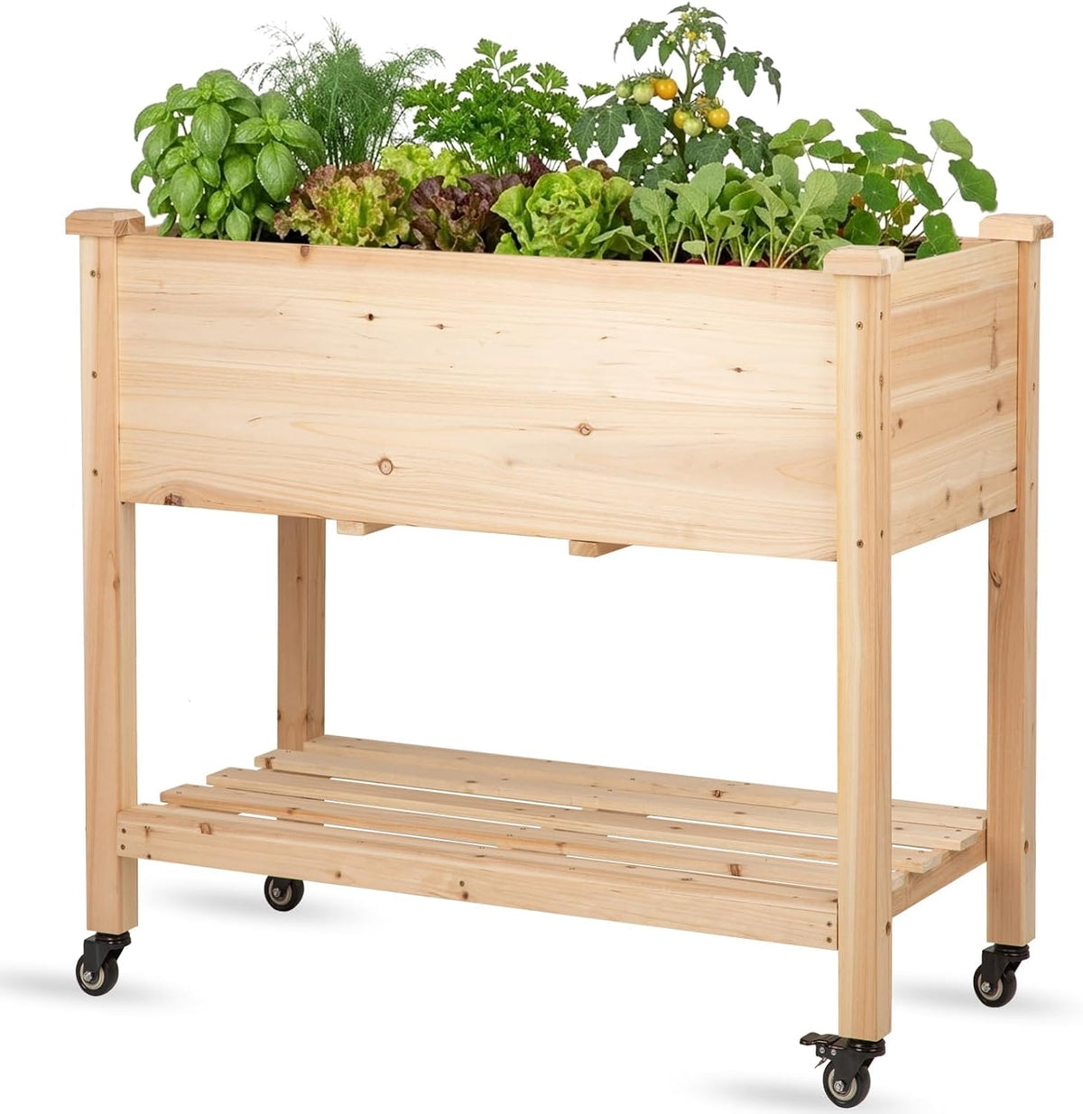 raised garden bed with lockable wheels, 32x16x32 inch, main product view