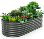 anleolife 8x4x2ft oval deep root galvanized raised garden, main product view
