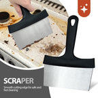 2-in-1 Blackstone Griddle Scraper & Chopper - Heavy Duty Stainless Steel Blade, 6" Wide Flat Edge for Cleaning & Cooking, Heat Resistant & Dishwasher Safe, Compatible with any Flat Top Griddle