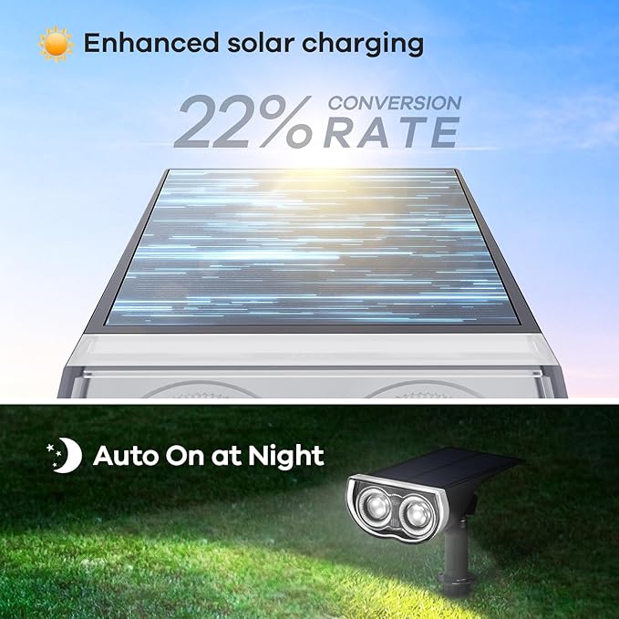 Consciot Solar Spotlights Outdoor, Daylight IP67 Waterproof 2-in-1 Solar Spot Lights, Durable Christmas Decorations Lights for Garden Yard Pathway Driveway Porch Walkway, Auto On/Off, 6 Pack