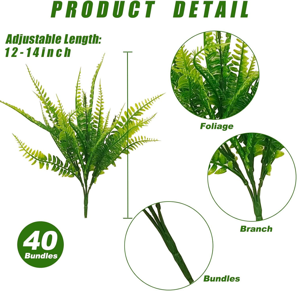 coreland 40 pcs artificial boston fake fern plants shown in use