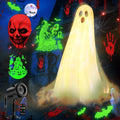 12 in 1 Halloween Projector Lights Outdoor, 3D Dynamic Ghost/Skeleton/Bat/Scarecrow/Pumpkin/Witch Cauldron HD Patterns Halloween Decor,Night Lights for Party Home Window Wall Holiday Decor