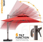 10' X 13' Outdoor Patio Umbrella Large Rectangle Cantilever Umbrella Heavy Duty 360°Rotation Offset Umbrella for Garden Deck Pool Patio,Red