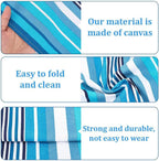 GORGECRAFT Beach Sling Patio Chairs Canvas Blue Stripes Folding Chair Replacement Outdoor Chairs Cloth Replacements 115X43cm Portable Reclining Sling Chair Fabric for Summer Vacation Sunbathing Garden