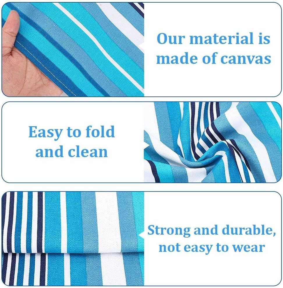 GORGECRAFT Beach Sling Patio Chairs Canvas Blue Stripes Folding Chair Replacement Outdoor Chairs Cloth Replacements 115X43cm Portable Reclining Sling Chair Fabric for Summer Vacation Sunbathing Garden