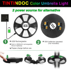 Color Umbrella Light with Remote, Outdoor/Patio Umbrella Light, Rechargeable/AA Battery, Umbrella Pole Light, 300Lumen, Stepless Dimming, for Patio Table