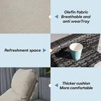 Upgraded Outdoor Recliner Chair, Reclining Patio Chairs with Adjustable Back up to 150°Lay Flat and Extended Footrest, Wicker Recliner Chairs with Flip Table and Removable Olefin Cushion
