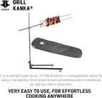 KANKA Rotisserie Grill Kit – Heavy Duty Portable Spit Roaster with Electric Motor – Works with Fire Pits, Campfires, Charcoal & Gas Grills – 22LB Capacity, Stainless Steel - Includes Carrying Bag