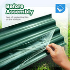 Quictent Galvanized Raised Garden Bed Kit, 8x4x2 ft Oval Metal Planter Box Tall for Vegetables Outdoor Backyard, Strengthened by Crossbar, Dark Green