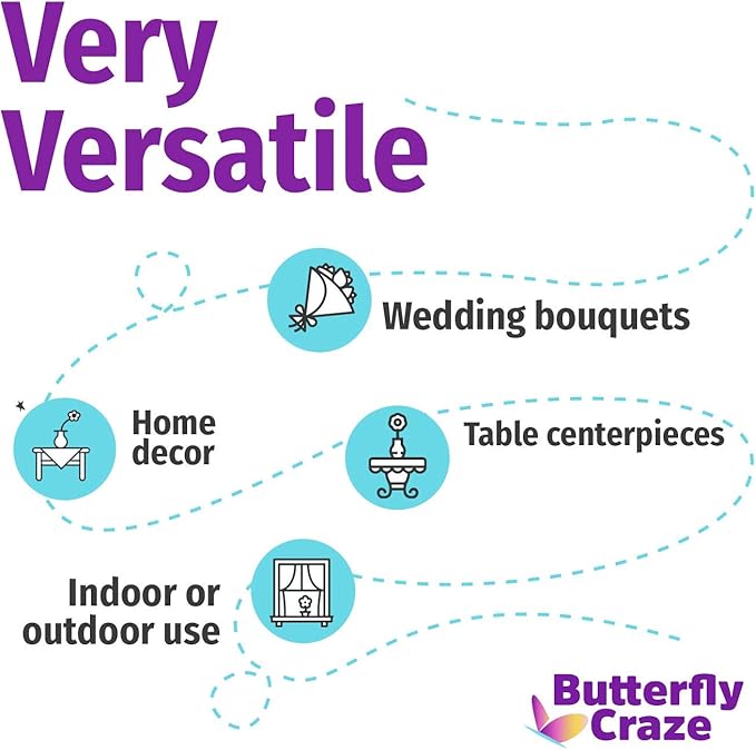 Butterfly Craze Lavender Artificial Flower Stems - UV-Protected Outdoor Artificial Plants - Plastic Flowers for Outdoors - Floral Picks for Weddings & Centerpieces - 4 Pack, 14.5"-16.5"