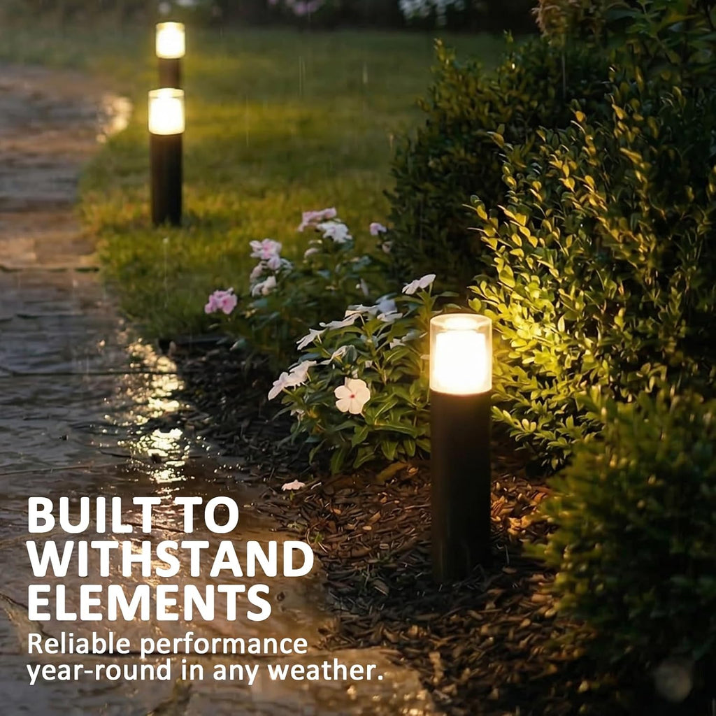 6PK Low Voltage Bollard Lights Die-Cast Aluminum & Real Glass Pathway Lights 1.2W 95LM 2700K Warm White G4 Replaceable Bulb Included, Waterproof Outdoor Landscape Lighting
