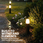 6PK Low Voltage Bollard Lights Die-Cast Aluminum & Real Glass Pathway Lights 1.2W 95LM 2700K Warm White G4 Replaceable Bulb Included, Waterproof Outdoor Landscape Lighting