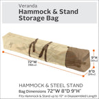 Classic Accessories Veranda Water-Resistant 72 Inch Oversized Patio Hammock and Steel Stand Storage Bag