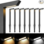 Gardencoin 3CCT LED Low Voltage Landscape Pathway Light, 12V Premium 3000K/4000K/5000K Selectable Path Lights Wired, Modern Walkway Lights Outdoor, Higher Housing with Larger Stake (19.7IN, 8 Pack)