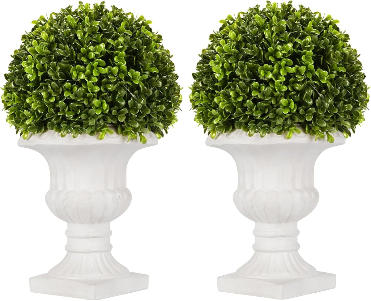 artificial boxwood topiary plants with vase, artificial boxwood, main product view