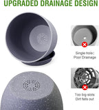 Flower Pots 9/8/7.5inch, Set of 3 Modern Decorative Plastic Planters with Drainage Holes and Saucers for Garden House Plants, Plant Pots for Indoor Outdoor Plants, Speckled Grey