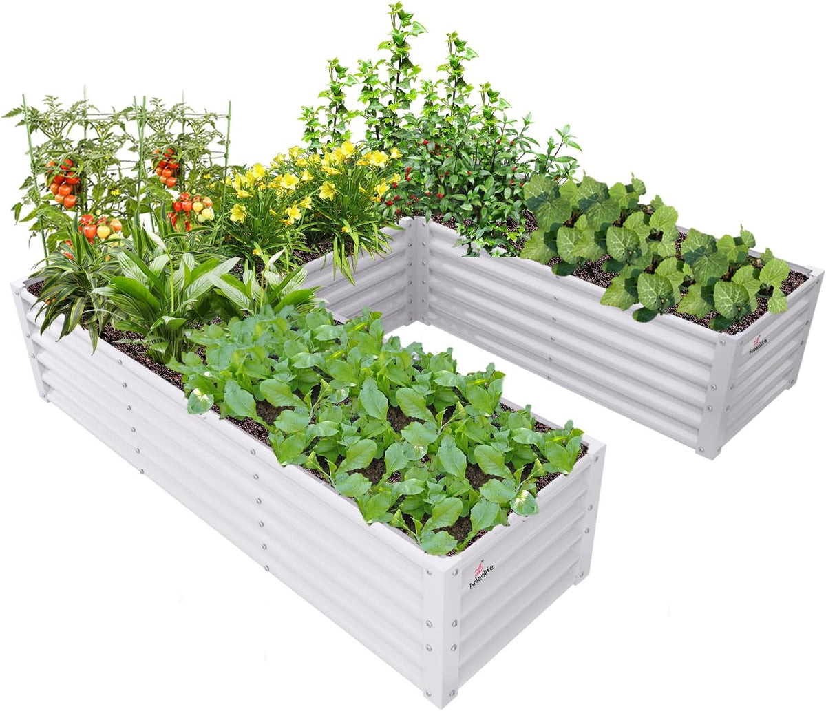 anleolife 74x74x18in u-shaped galvanized raised garden bed, antique, main product view