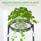 3 Tier Large Plant Stand Indoor Outdoor Clearance, Metal Flower Shelf Pot Holder, 10in Wide Multiple Plants Tall Corner Display Rack for Patio Orchid Office Porch Living Room Garden, Black