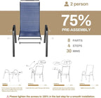 TLSUNNY Patio Chairs, Stackable Textilene Outdoor Dining Furniture for All Weather, with 17.7″ Wide Seat & Metal Frame, for Garden, Backyard, Deck, Restaurant, Poolside (4, Navy Blue, 26.4″)