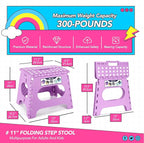 Delxo 11 inch Folding Step Stool, Non-Slip Foldable Stools Up to 300 LBS, Step Stool with Handle, Lightweight for Kitchen, Bathroom, Bedroom, Garden, Light Purple, 1PC
