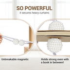 Hion Magnetic Curtain Tiebacks White 6 Pack, Curtain Tiebacks Buckles Holdbacks Holders Hooks Clip for Home Bedroom Office Decorative Thick or Thin Curtain
