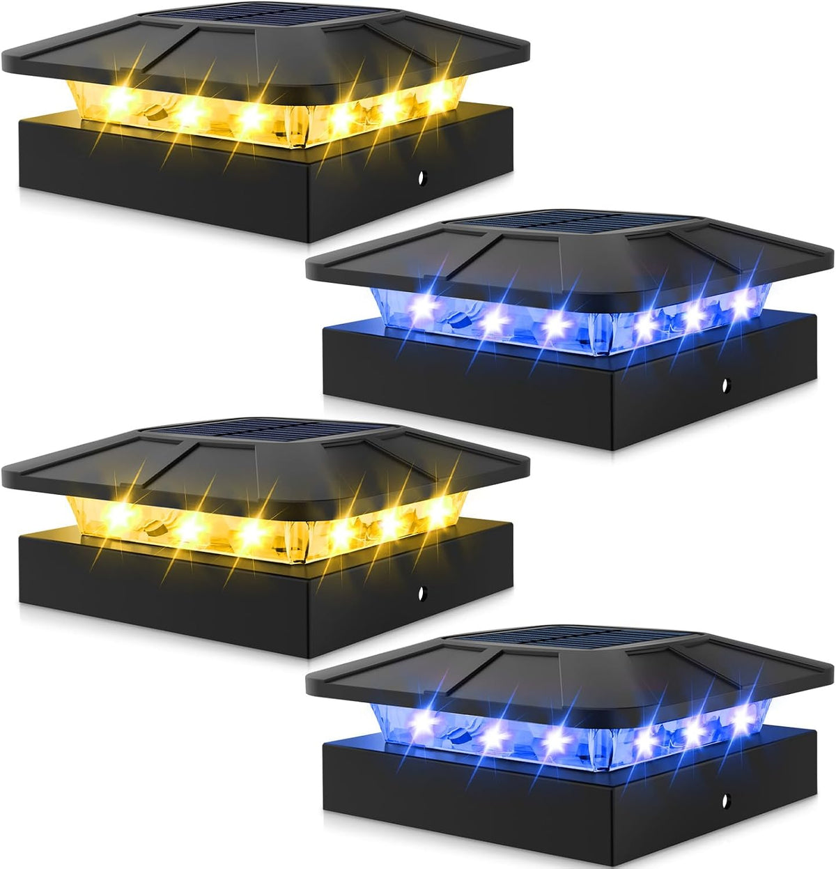 peasur 4 packs 4x4 solar post lights outdoor, main product view