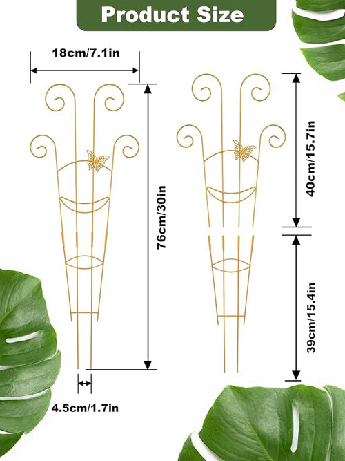 4Pcs Indoor Plant Trellis for Potted Plants, 30" Taller Expandable Garden Metal Trellis for Climbing Plants Outdoor, Houseplant Support Stakes for Ivy Pothos Hoya Flower (Gold)