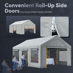 quictent 10x20 ft carports with side zipper doors, close-up detail