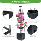 2 Pack Raised Garden Bed Planter Box with Trellis, 58” Tomato Cage Planter Raised Garden Bed with Trellis for Climbing Vegetables Plants Tomato Cage w/Self-Watering, Indoor Outdoor Use