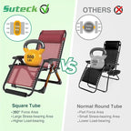 Suteck Oversized Zero Gravity Chair, 29In XL Outdoor Recliner Chair w/Removable Cushion&Headrest, Camping Lounge Chair w/Upgraded Lock&Footrest, Reclining Patio Chairs for Indoor Outdoor,500LBS