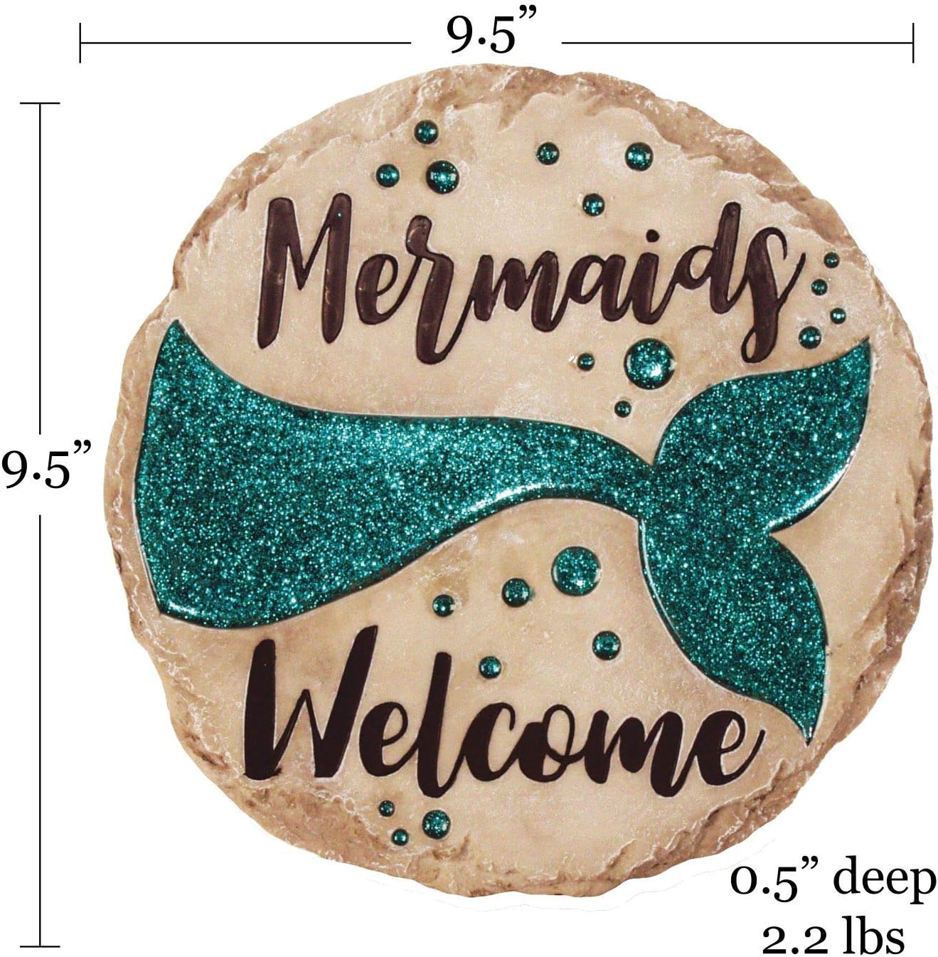 Spoontiques - Garden Décor -Mermaids Welcome Stepping Stone - Decorative Stone for Garden