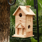 Bird House Outdoor Bird Houses for Outside Clearance,2 Hole Wooden BlueBirdHouse Finch Cardinals Hanging Birdhouse 2 Rooms Nesting Box for Wild Bird Viewing