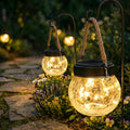 ROSHWEY 6 Pack M Size Solar Lantern Gifts for Women - Outdoor Solar Lanterns Waterproof with 15 LED Hanging Garden Patio Backyard Decor Lights for Halloween Christmas Easter Gift