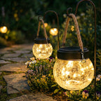 ROSHWEY 6 Pack M Size Solar Lantern Gifts for Women - Outdoor Solar Lanterns Waterproof with 15 LED Hanging Garden Patio Backyard Decor Lights for Halloween Christmas Easter Gift
