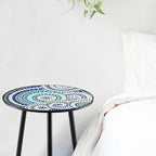 2 Packs Metal Mosaic Round Side Tables 13.4" Small Outdoor Patio Round Accent Coffee Tables Indoor Corner Stand for Small Spaces Weather-Resistant for Balcony, Porch Plant Stands Indoor