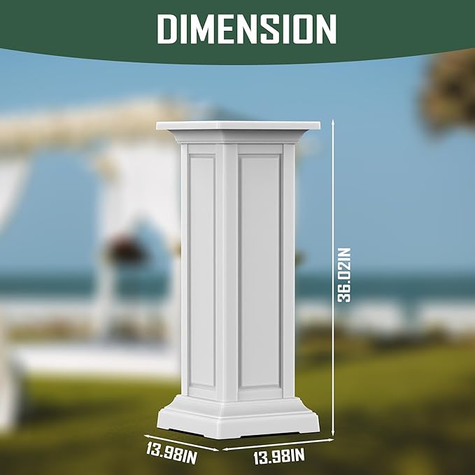 36in Tall Resin Planter Set of 2,Large Outdoor Planter for Porch, Garden, and Balcony, Weight-Bearing Top, Weather-Resistant, Classic Estate Design for Flowers and Trees(Ashen)
